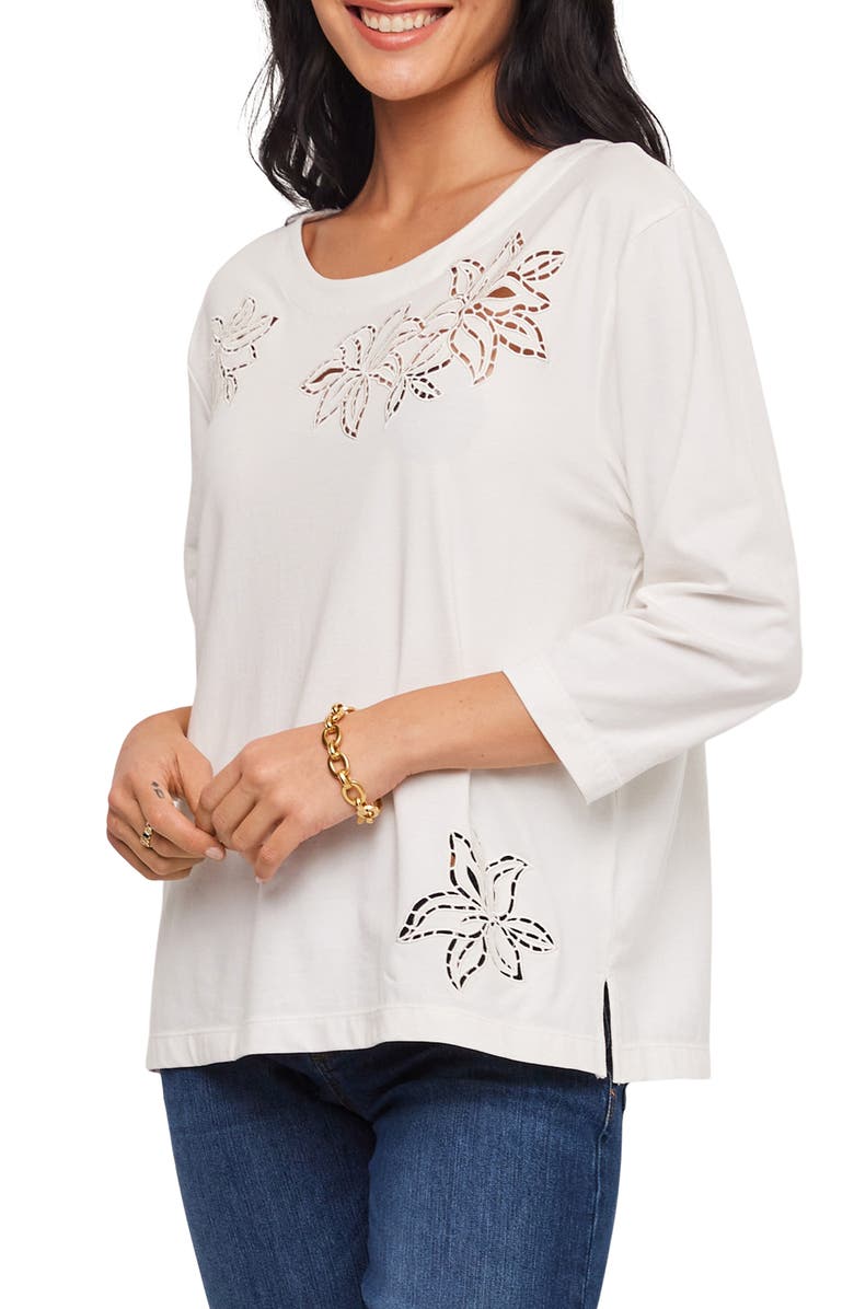 Karen Kane Embroidered Cutout Top, Alternate, color, Off White