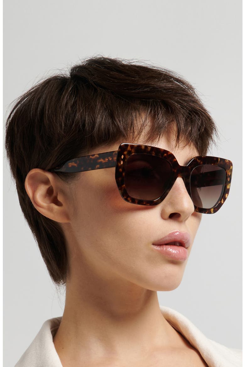 53mm Gradient Rectangular Sunglasses, Alternate, color, HAVANA/ BROWN SF
