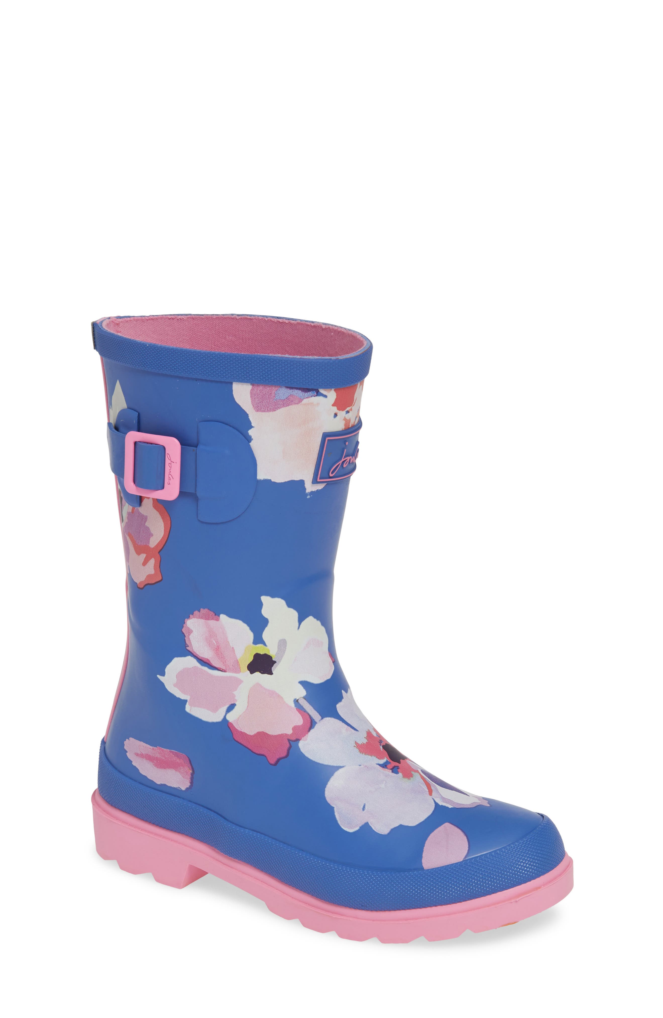 Mid Height Print Welly Waterproof Rain Boot, Main, color, BLUE LARGE FLORAL