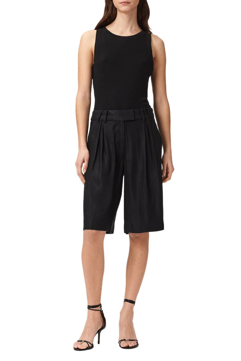 Charley Pleated Shorts, Alternate, color, BLACK