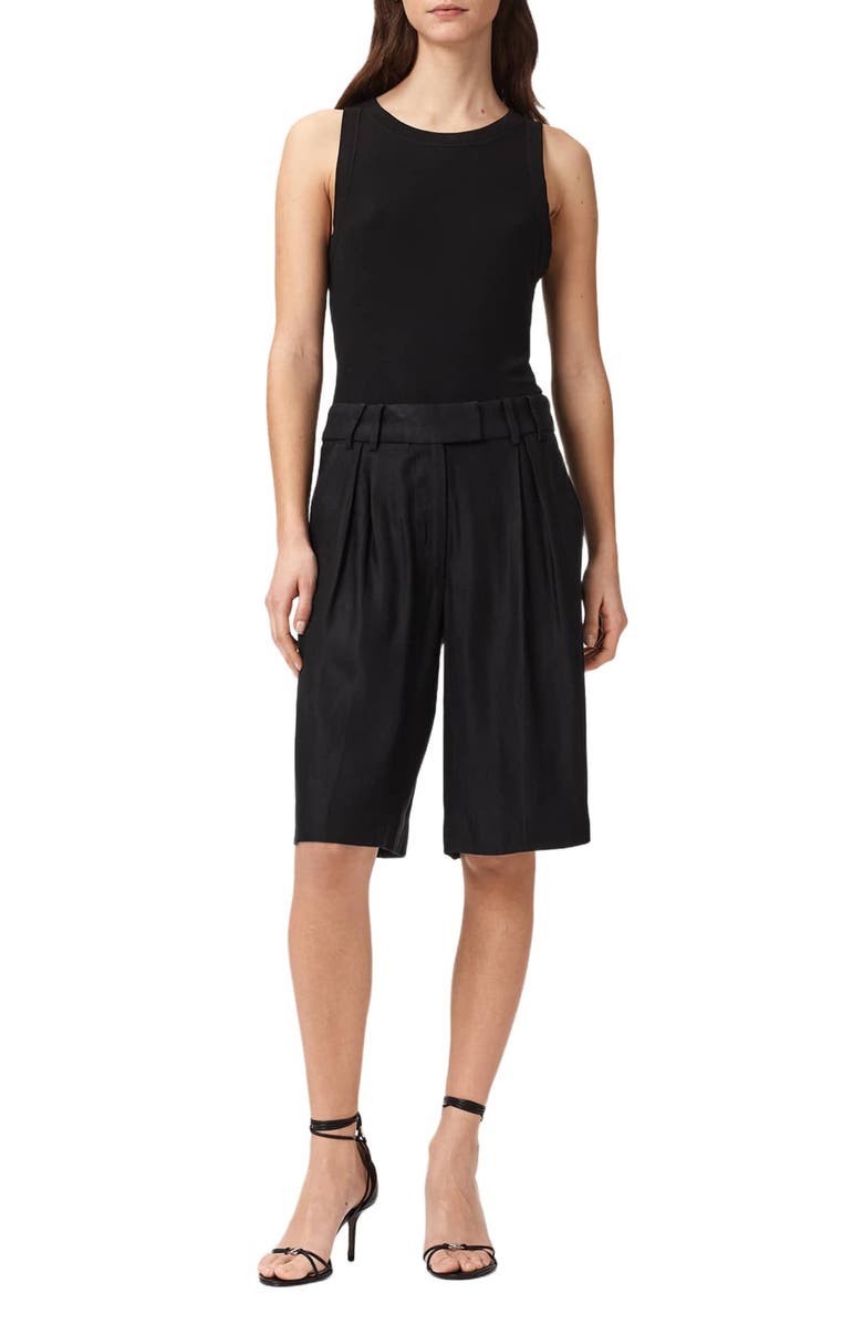 AllSaints Charley Pleated Shorts, Alternate, color, Black