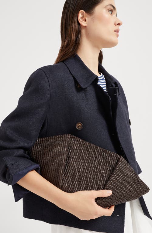 Brunello Cucinelli Cotton-raffia Marina Clutch Bag In Brown
