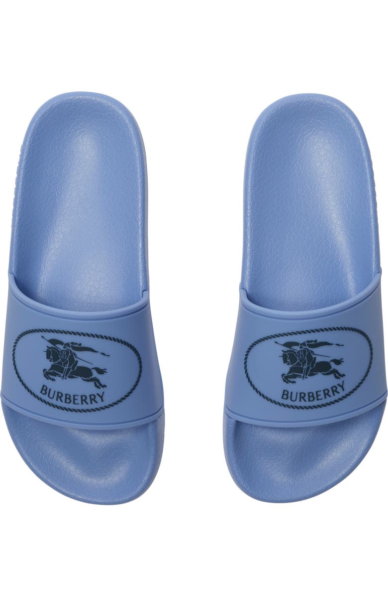 Burberry Knight Stamp Slides, Alternate, color, Cornflower Blue/Charcoal Blue
