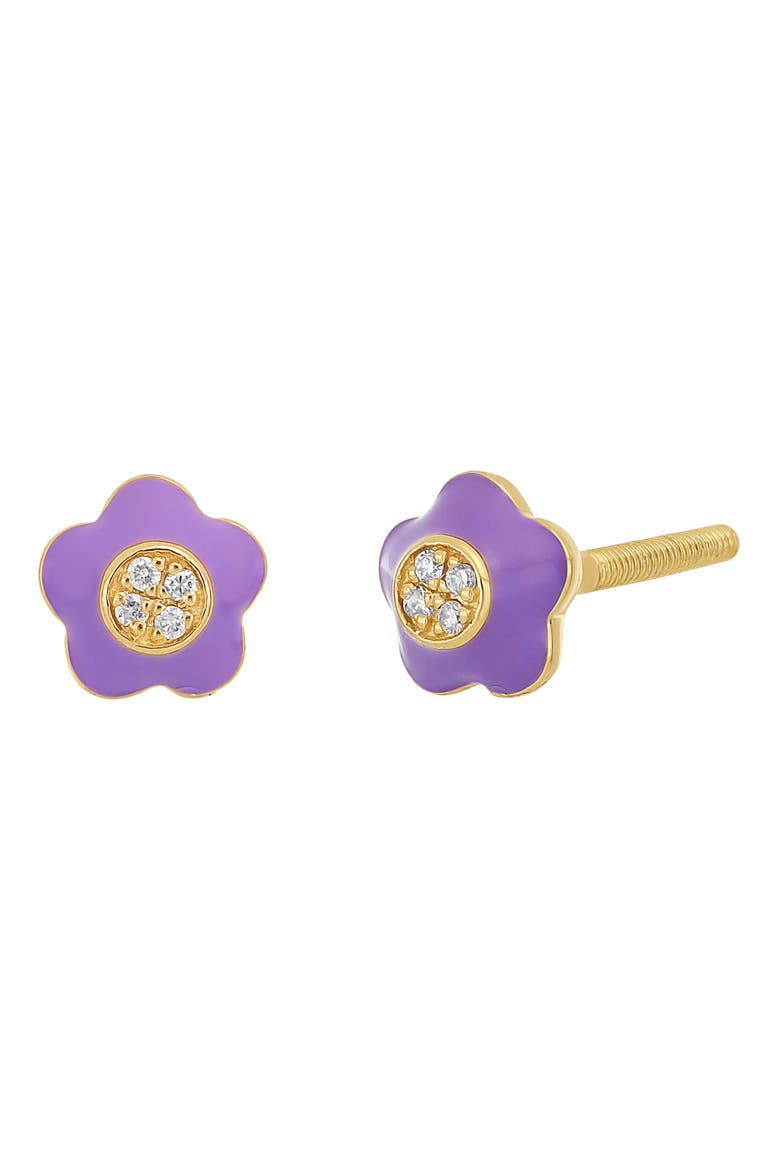 Kids' Flower Diamond Stud Earrings, Main, color, 18K YELLOW GOLD