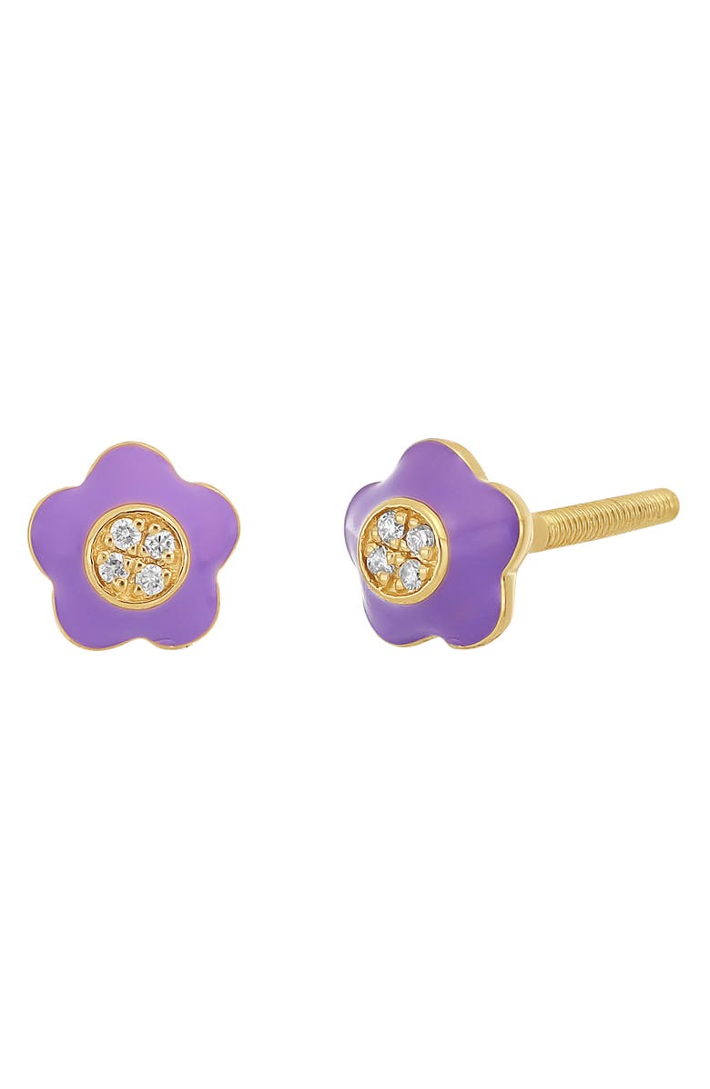 Bony Levy Kids' Flower Diamond Stud Earrings, Main, color, 