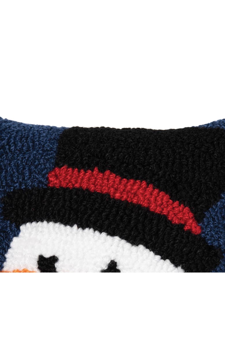 C&F Home Christmas Winter Snowman Wishes Snowman Face on Black Background Small Petite Accent Hooked Pillow, 8" x 8", Alternate, color, Blue