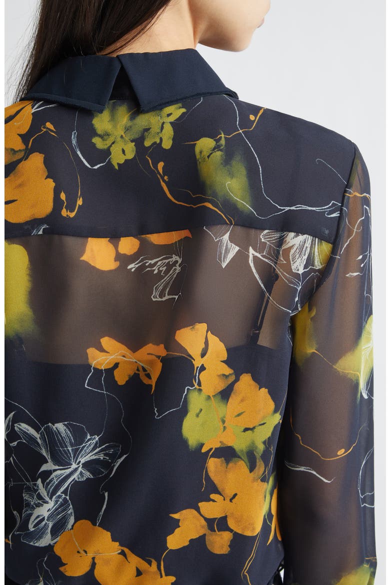 Shadow Floral Georgette Button-Up Shirt, Alternate, color, ULTRA NAVY