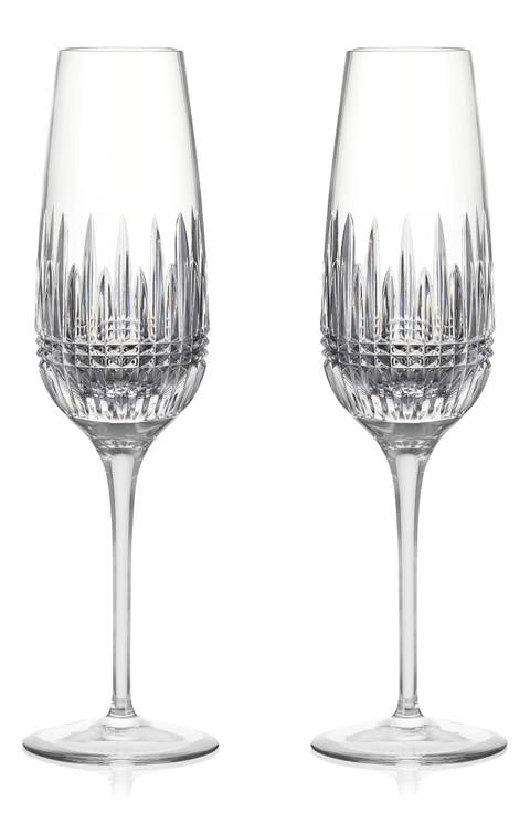 Lismore Diamond Essence Set of 2 Crystal Champagne Flutes