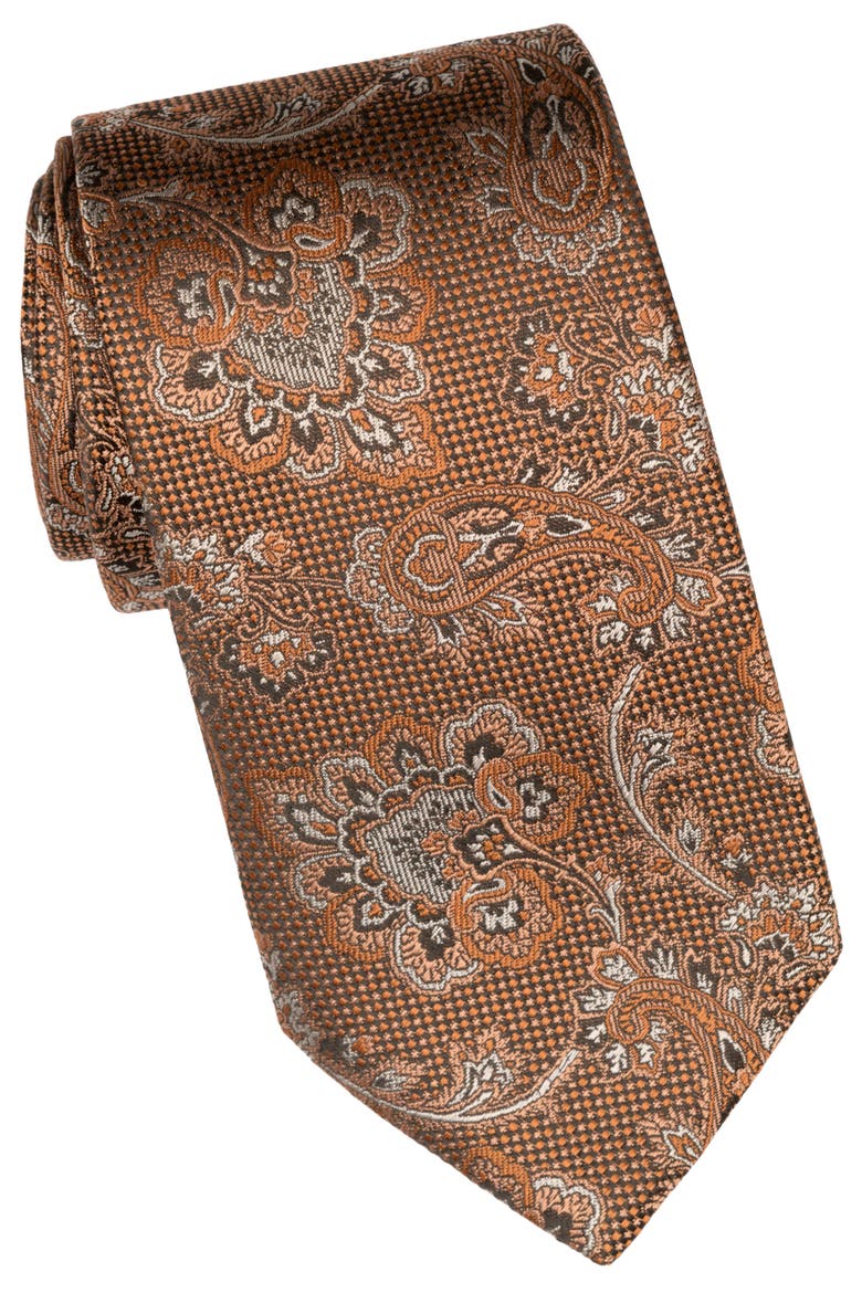 Montello - Extra Long Silk Jacquard Tie for Men, Alternate, color, Salmon