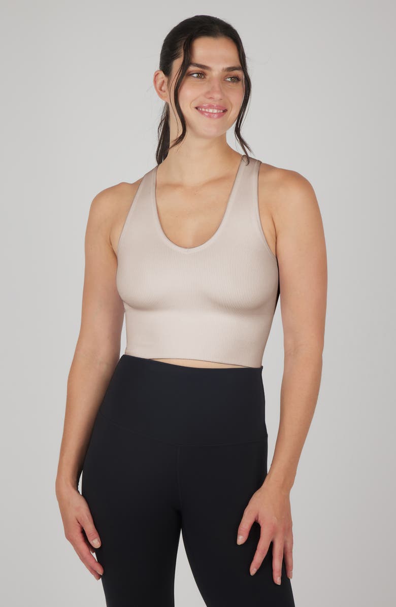 90 DEGREE BY REFLEX Seamless V-Neck Rib Crop Tank, Alternate, color,