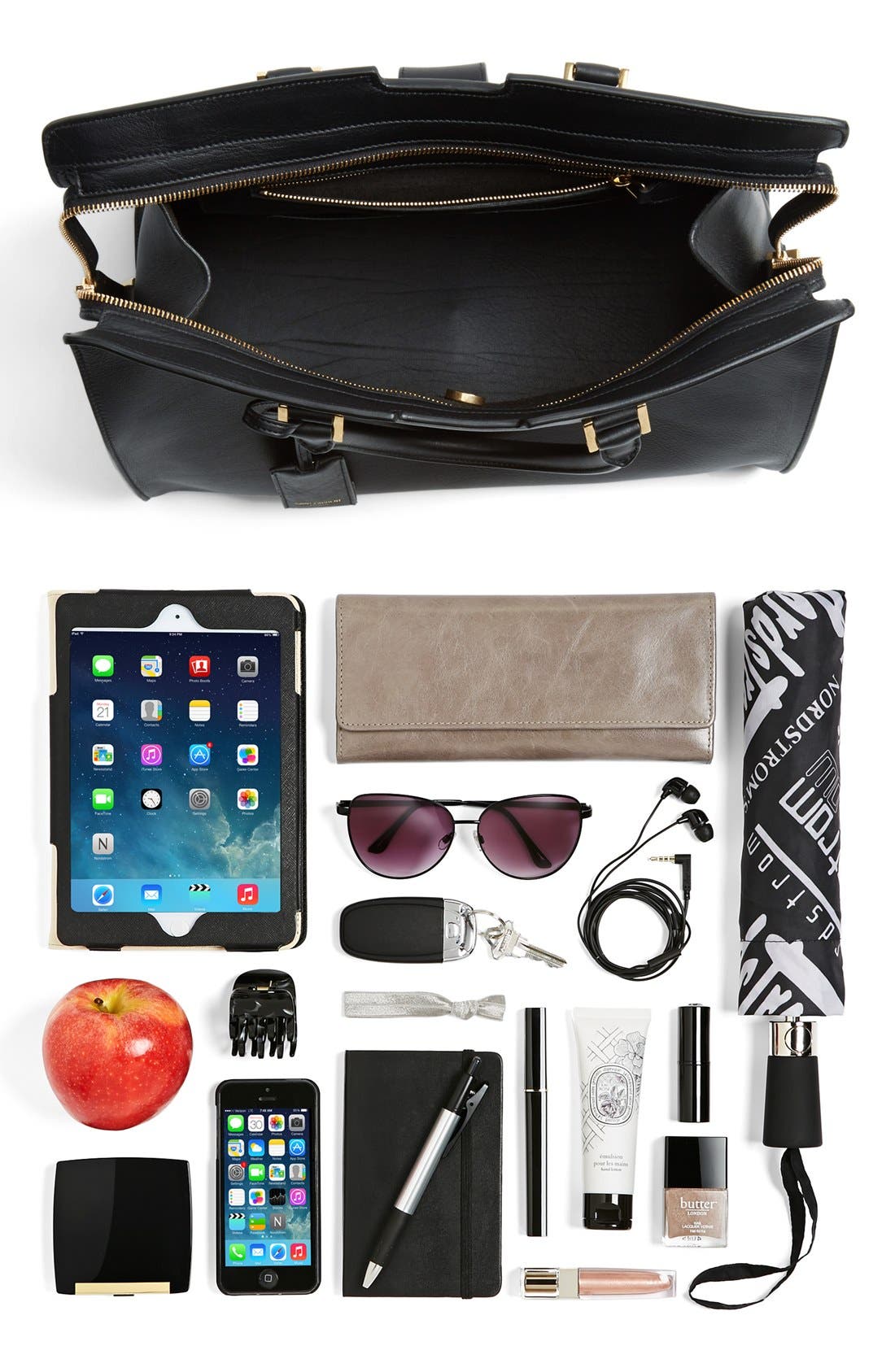 Saint Laurent 'Ligne Y' Leather Satchel, Alternate, color, 