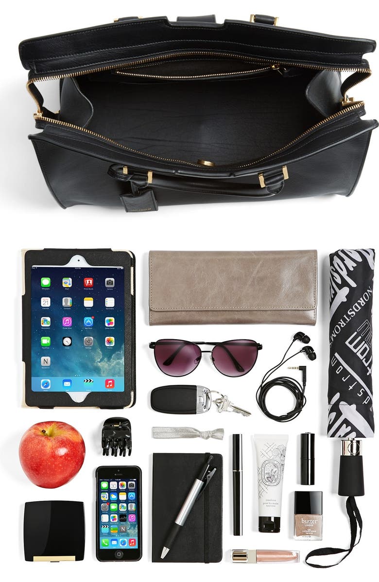 Saint Laurent 'Ligne Y' Leather Satchel, Alternate, color,