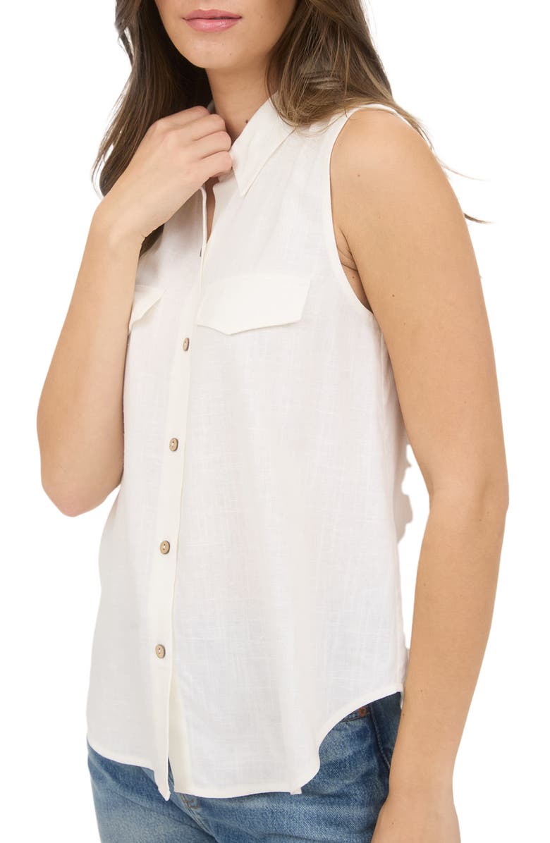 Blu Pepper Sleeveless Button-Up Shirt, Alternate, color,