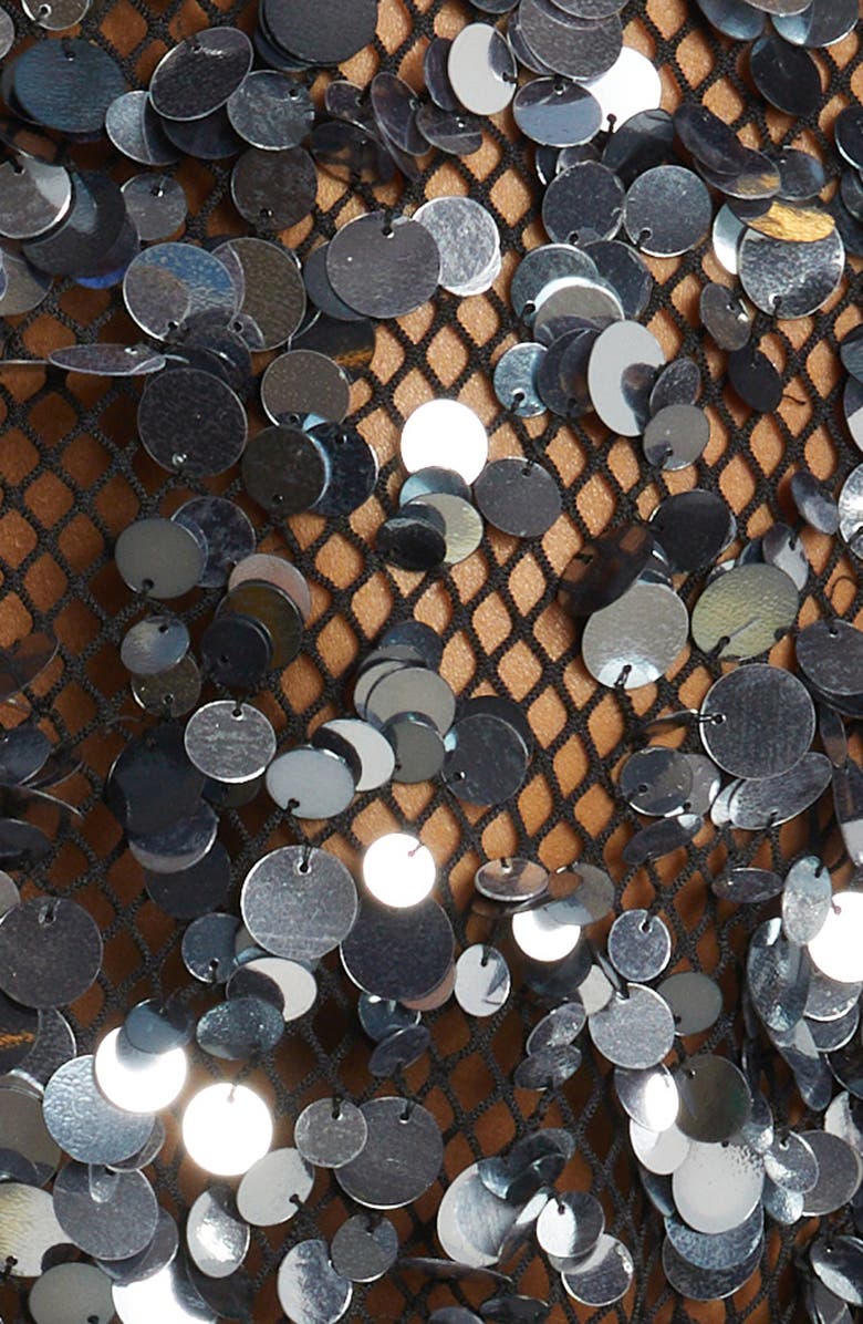 TOM FORD Sequin Embellished Mesh Mock Neck Top, Alternate, color, Silver/ Gun Metal