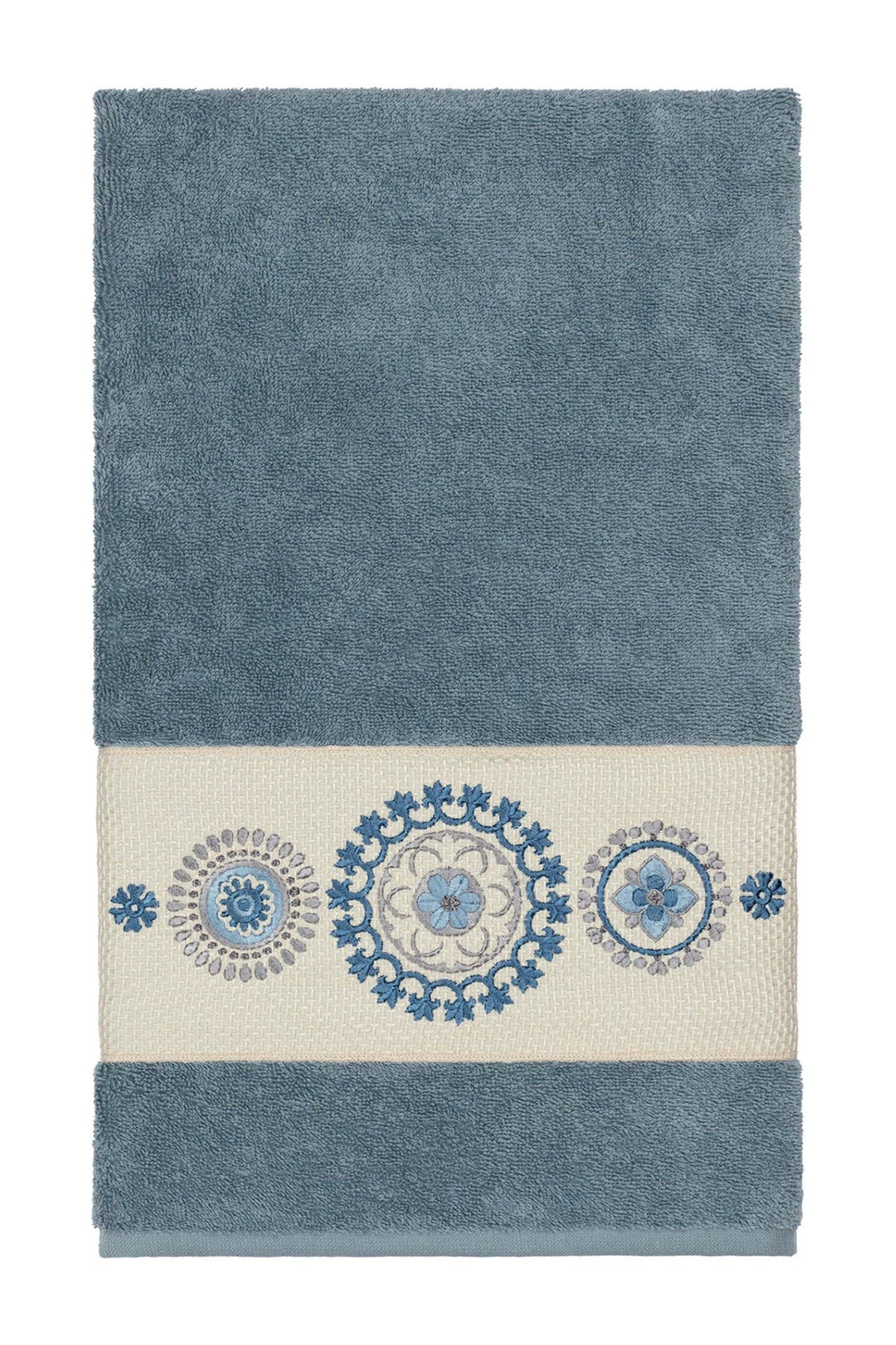 Linum Home Textiles Turkish Cotton Geometric Design Bath Towel - Teal