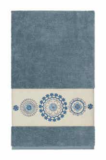 Linum Home Textiles Turkish Cotton Geometric Design Bath Towel - Teal