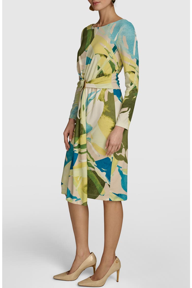 Long Sleeve Cocktail Dress, Alternate, color, SAND/ CHARTER