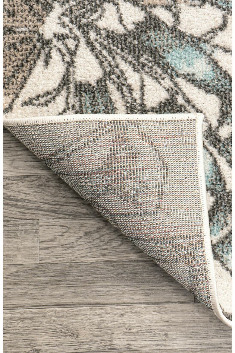 Giglio Modern Botanical Flower Area Rug, Alternate, color, Orange/Blue/Cream