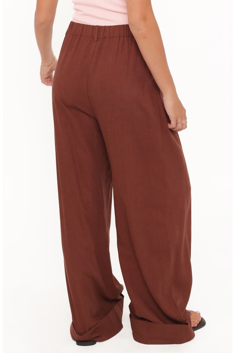 Elinor Cuffed Pleated Wide Leg Pants, Alternate, color, BROWN