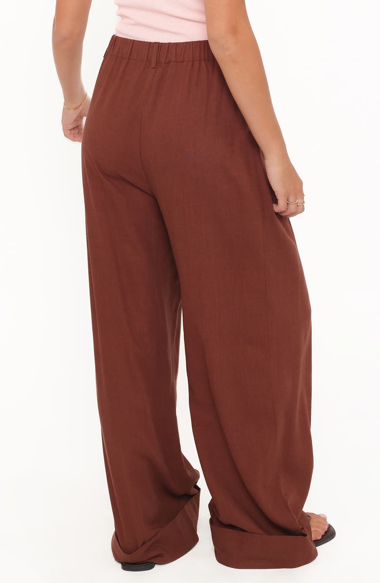 Petal & Pup Elinor Cuffed Pleated Wide Leg Pants, Alternate, color, Brown
