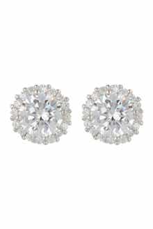 Adornia 14K Yellow Gold Plated Swarovski Crystal Halo Stud Earrings