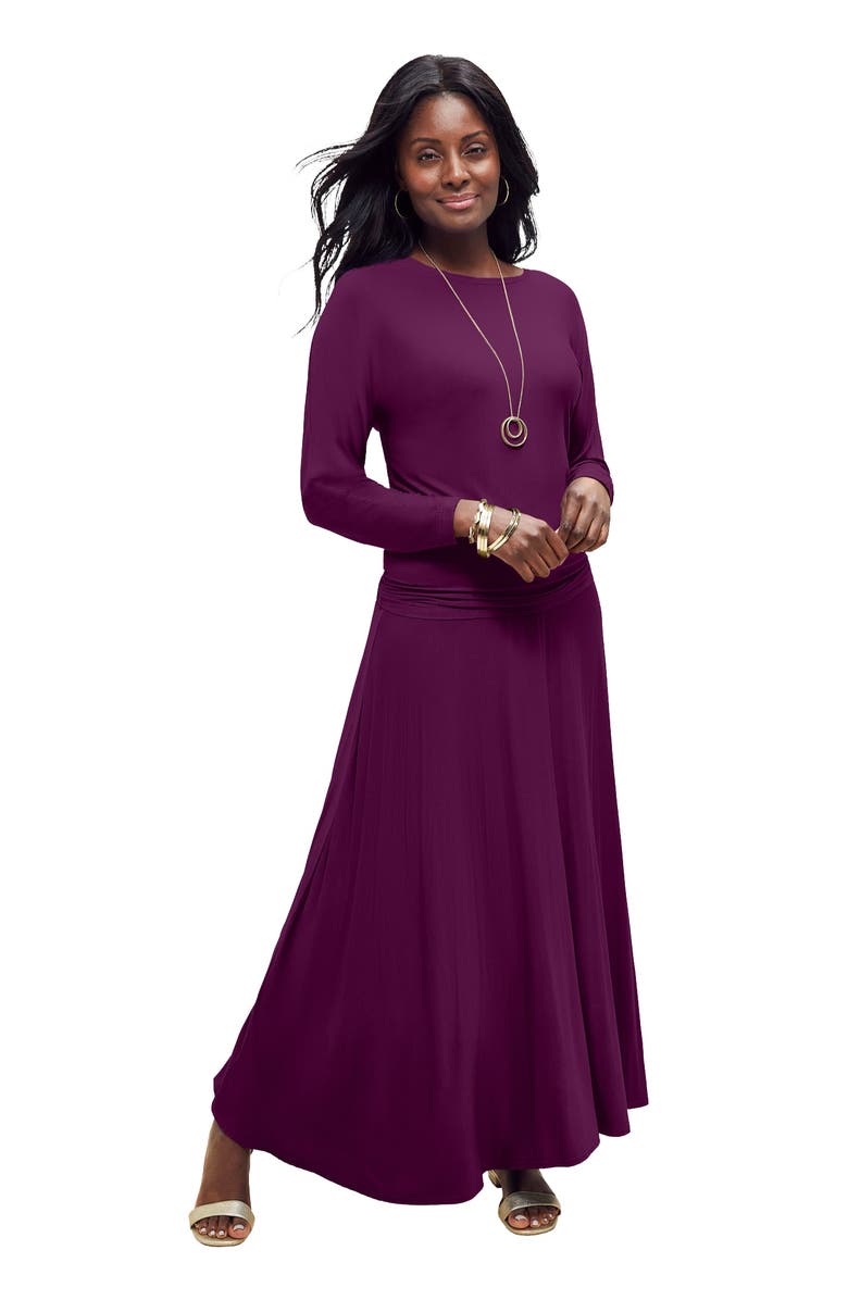 Jessica London 2-Piece Dolman Sleeve Skirt Set, Main, color, Dark Berry