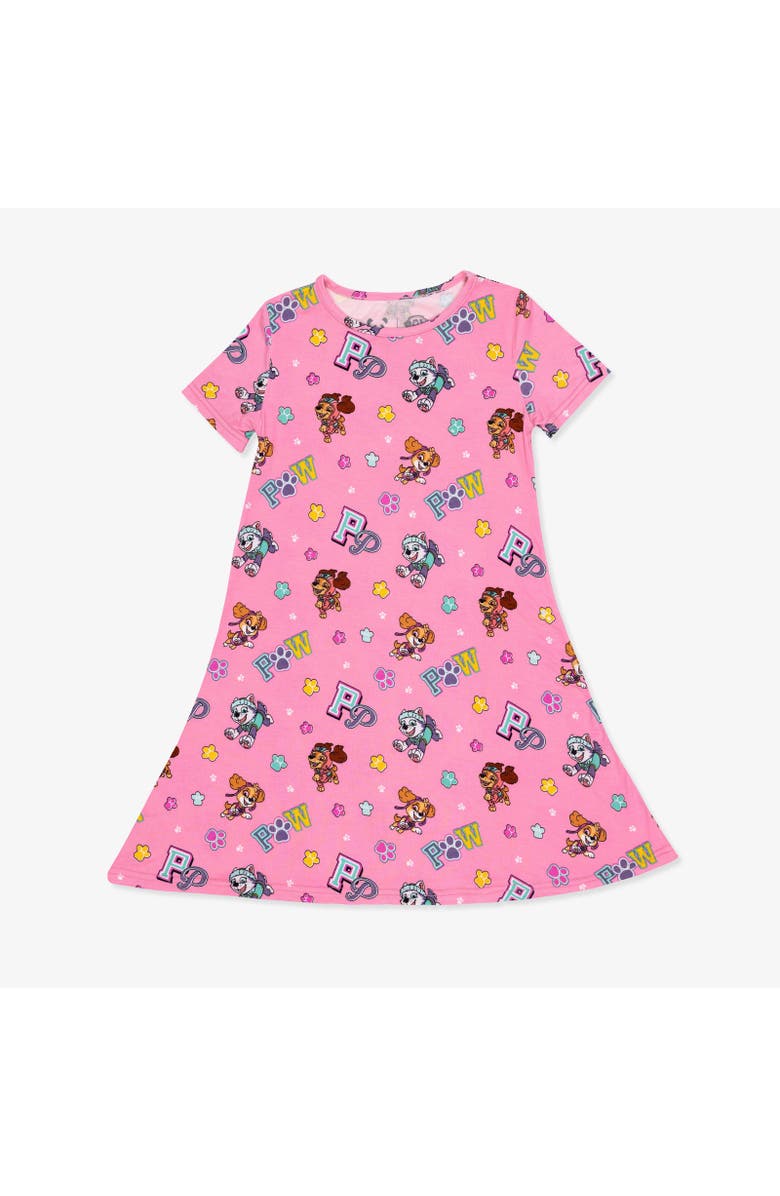 Bellabu Bear Kids' PAW Patrol Varsity Pink Short Sleeve Dress, Main, color, Paw Patrol: Varsity Pink