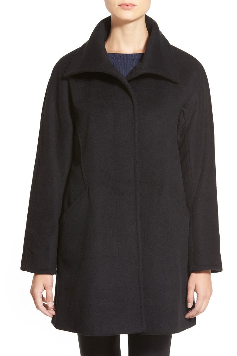 Convertible Collar Kimono Sleeve Coat (Nordstrom Exclusive), Main, color, BLACK