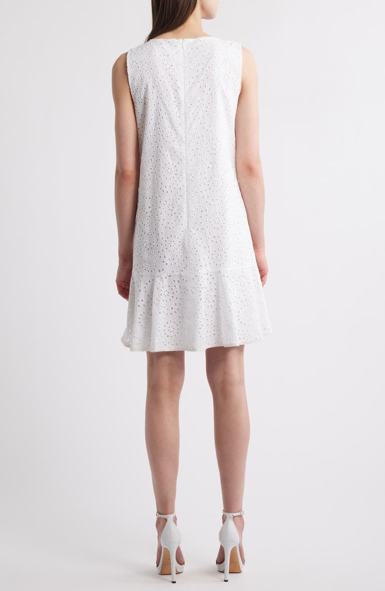 KOBI HALPERIN Eyelet Ruffle Hem Sleeveless Dress, Alternate, color, Ivory