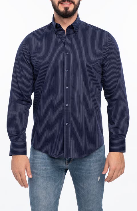 Stripe Cotton Slim Fit Button Down Shirt