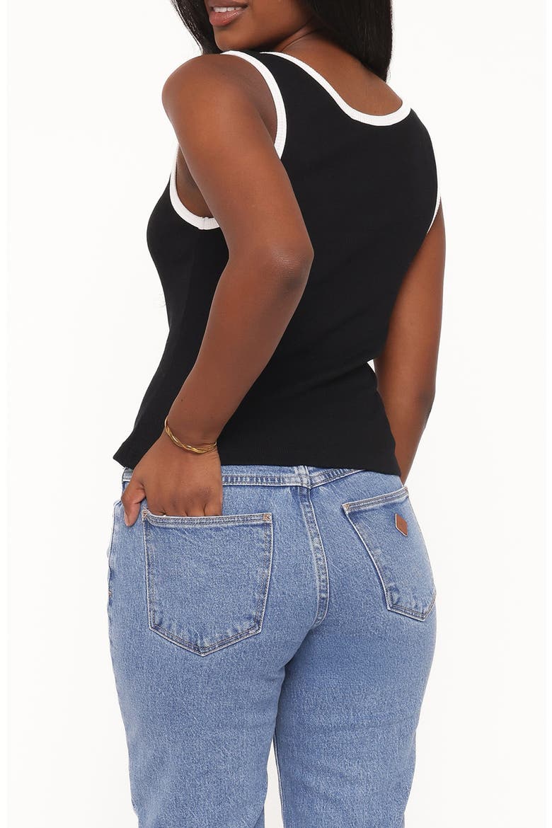 Juanita Contrast Trim Knit Tank, Alternate, color, BLACK/ WHITE