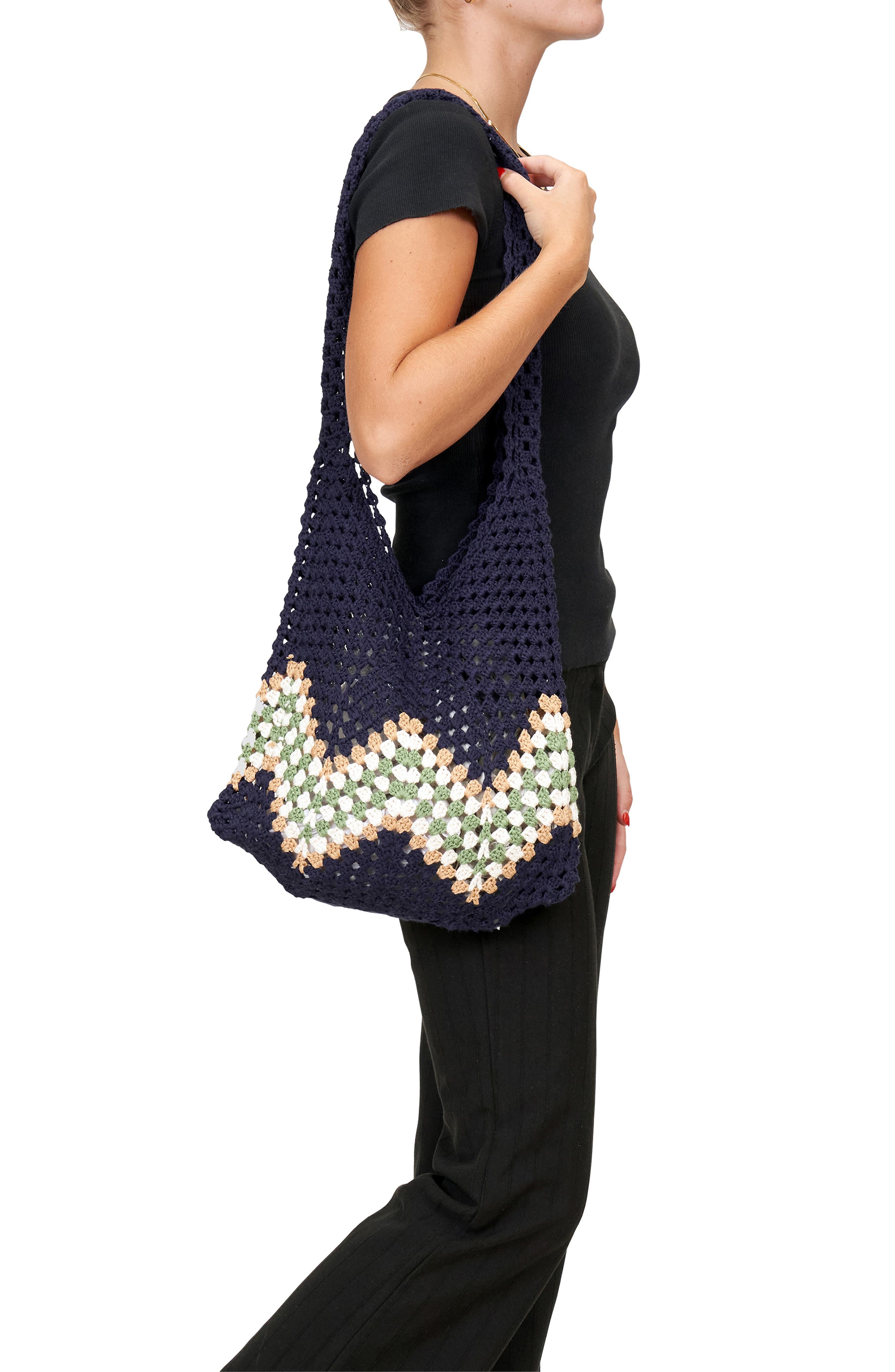 Urban Originals Sandy Woven Tote Bag, Alternate, color, Navy
