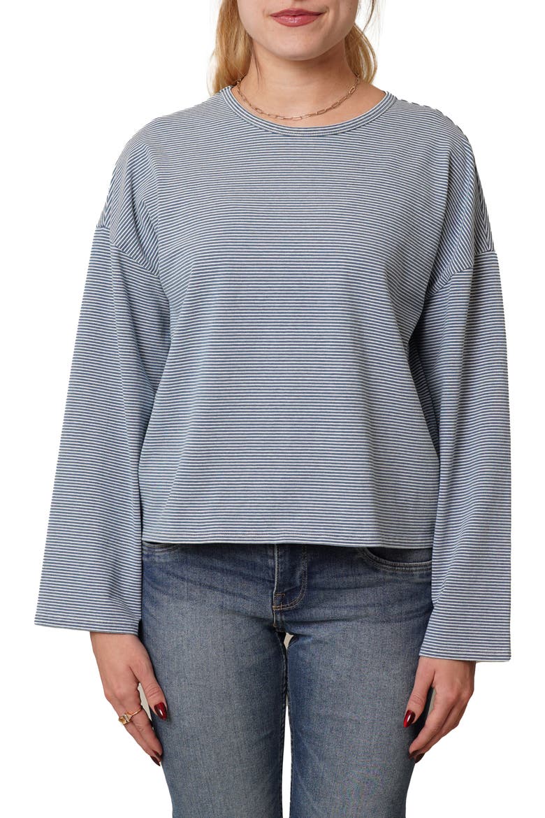 Crewneck Drop Shoulder Top, Main, color, LIGHT DENIM