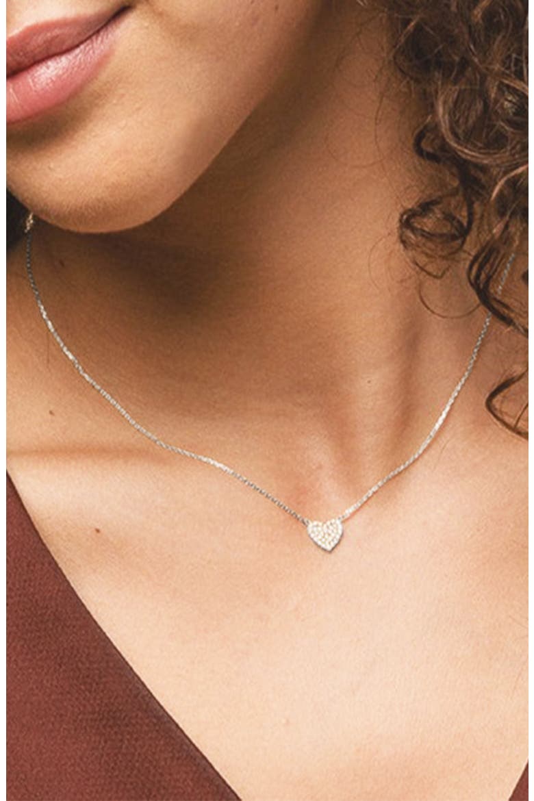 Sterling SIlver 18k Gold Plated Crystal Heart Necklace Everyday, Alternate, color, Silver