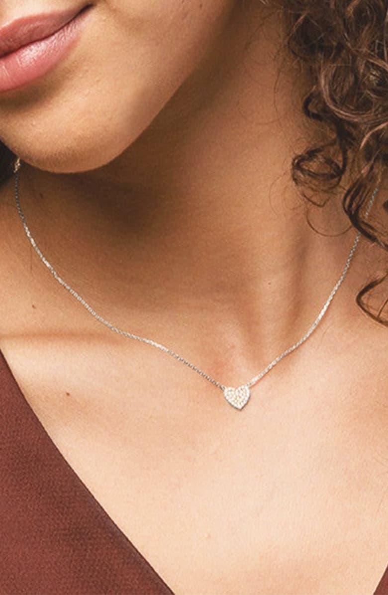 Bearfruit Jewelry Sterling Silver 18k Gold Plated Crystal Heart Necklace Holiday Gift Idea, Alternate, color, Silver