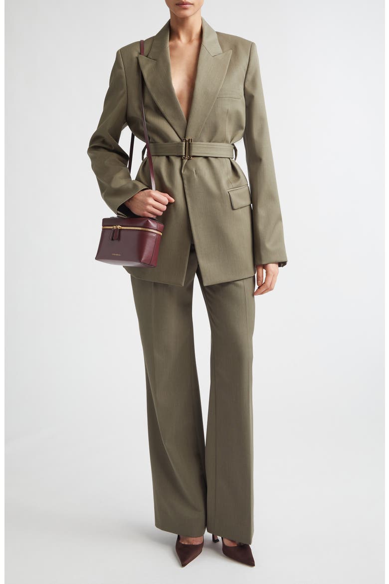 Tailored Straight Leg Wool Blend Trousers, Alternate, color, SAGE MELANGE