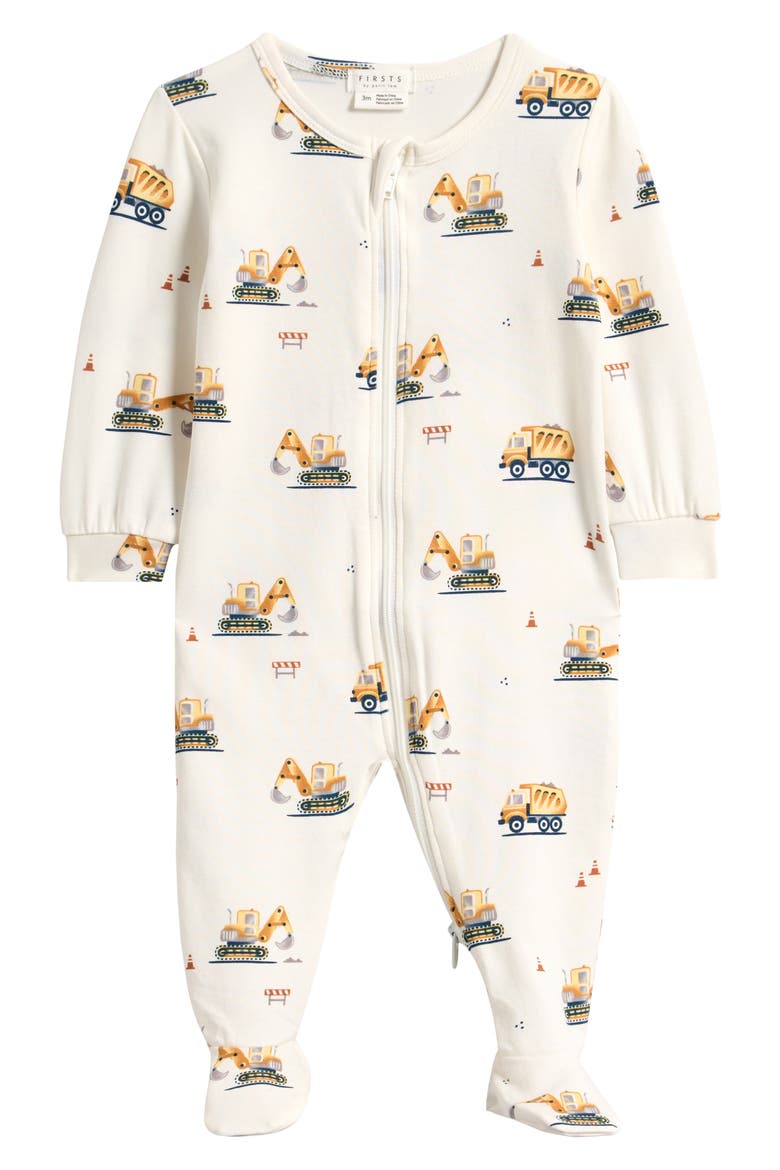 Fitted One-Piece Zip Pajamas, Main, color, OFF WHITE