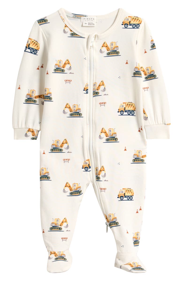 Petit Lem Fitted One-Piece Zip Pajamas, Main, color, Off White