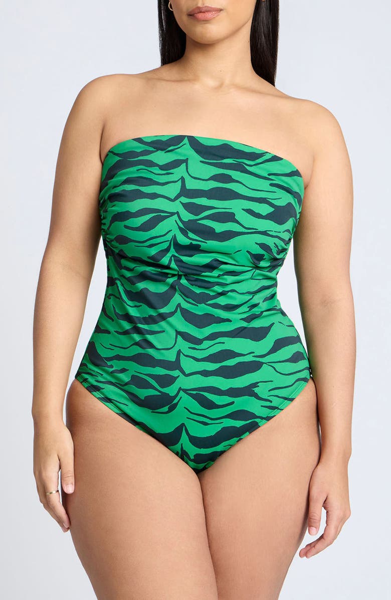 ELOQUII Zebra Stripe One-Piece Swimsuit, Main, color, 