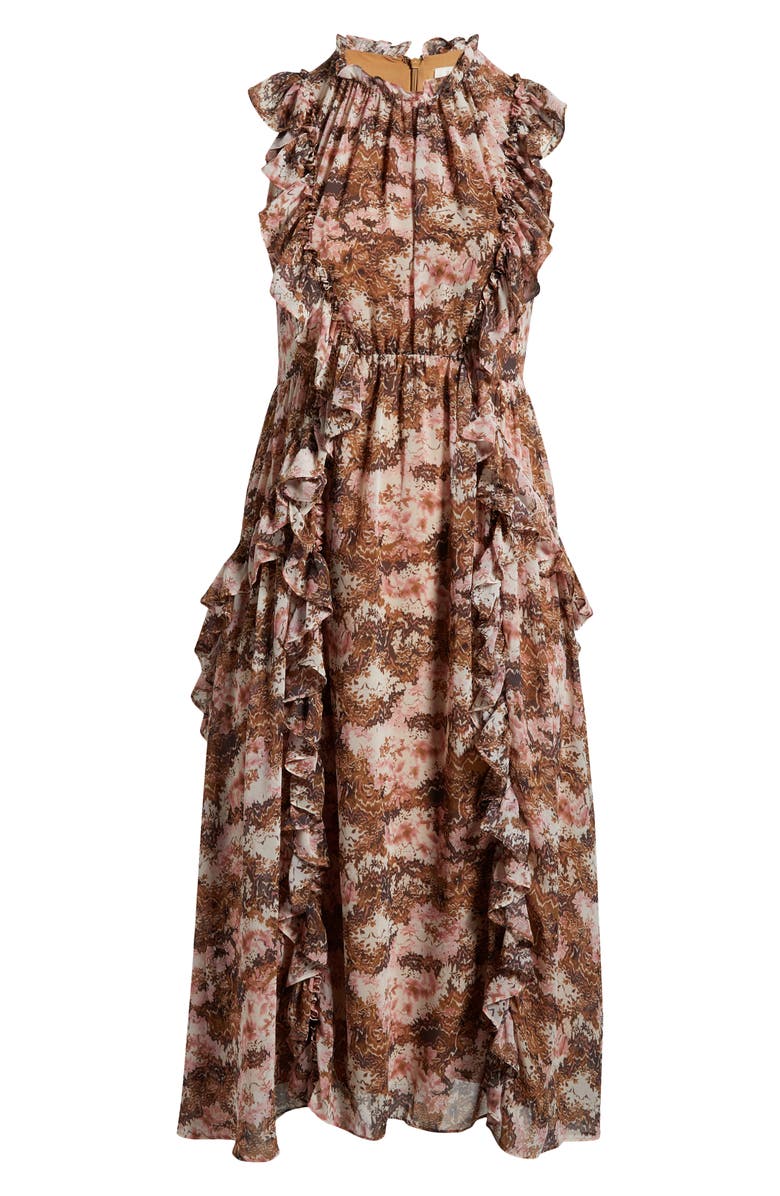 Parker Brooke Floral Ruffle Midi Dress, Alternate, color,