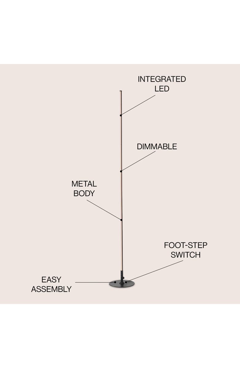 JONATHAN Y Iris 59.5" LED Integrated Floor Lamp, Alternate, color, Black