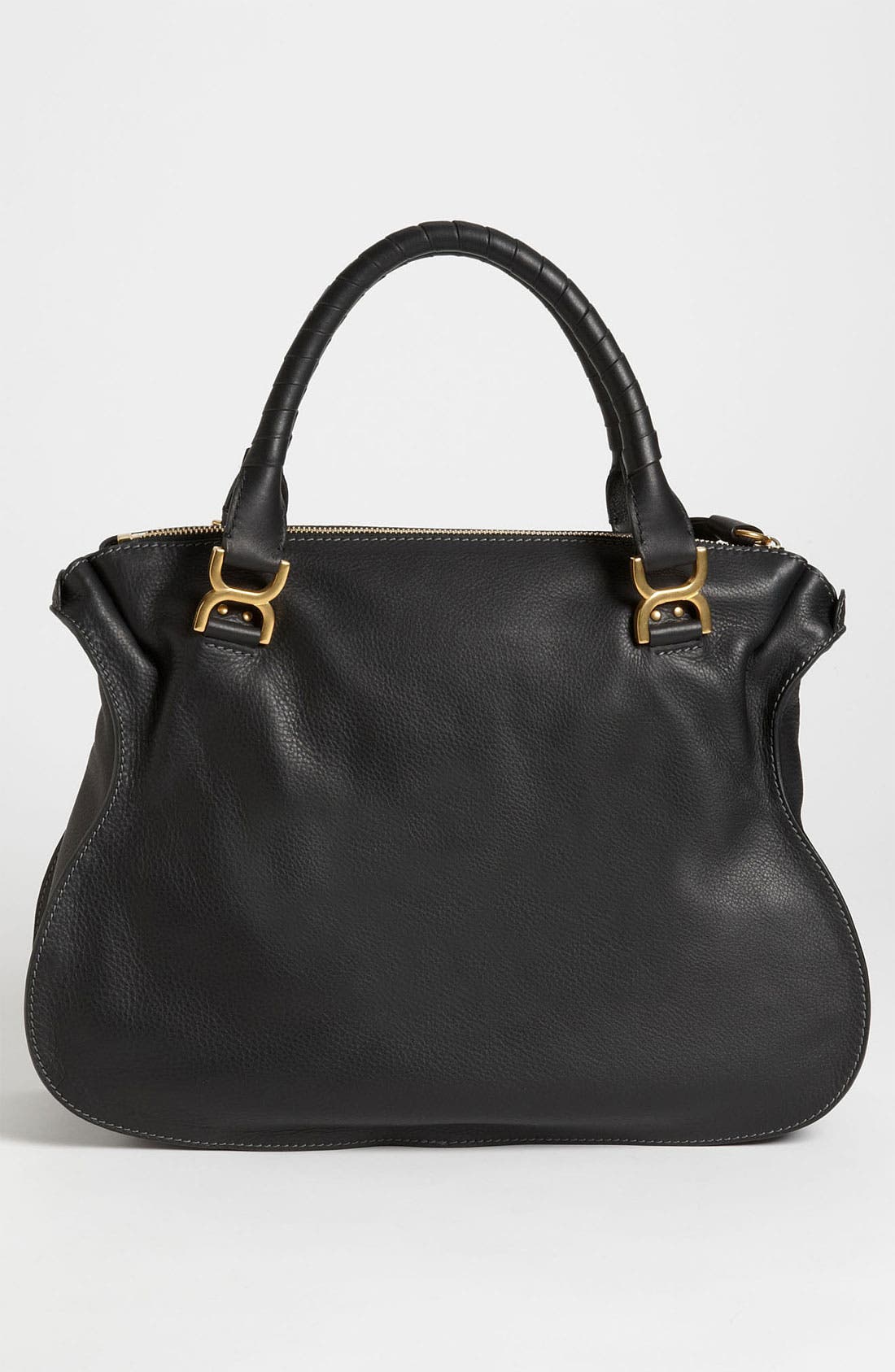 Large Marcie Leather Satchel, Alternate, color, BLACK
