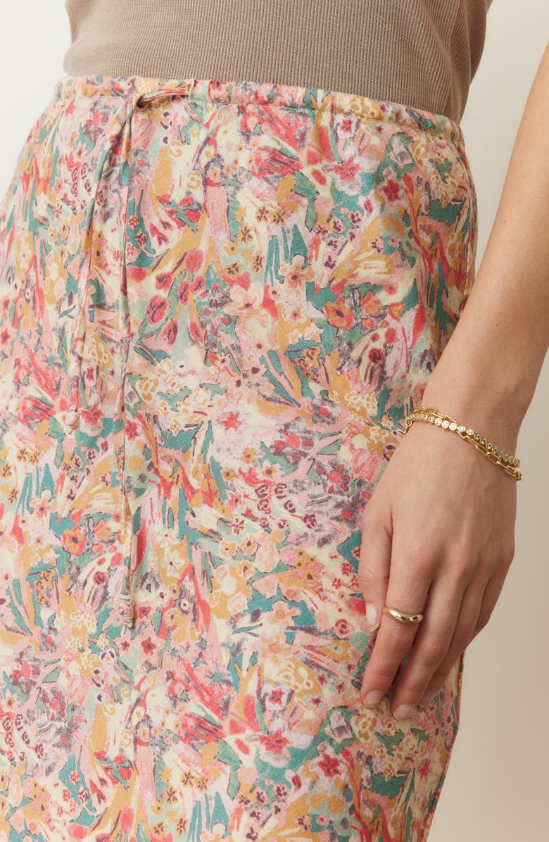 Marine Layer Avery Floral Drawstring Midi Skirt, Alternate, color,