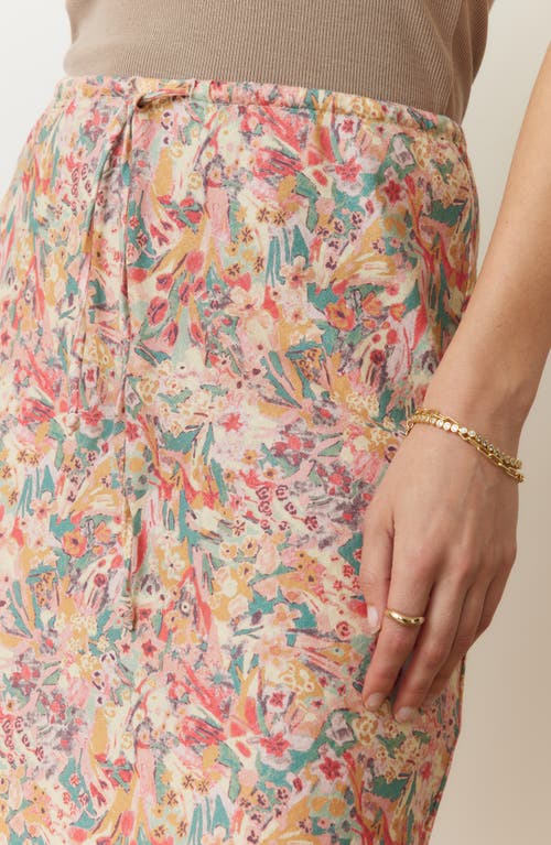 Marine Layer Avery Floral Drawstring Midi Skirt In Superbloom