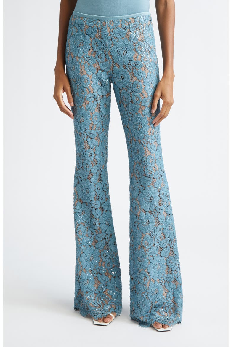 Sequin Embroidered Lace Bootleg Pants, Main, color, SEAGLASS