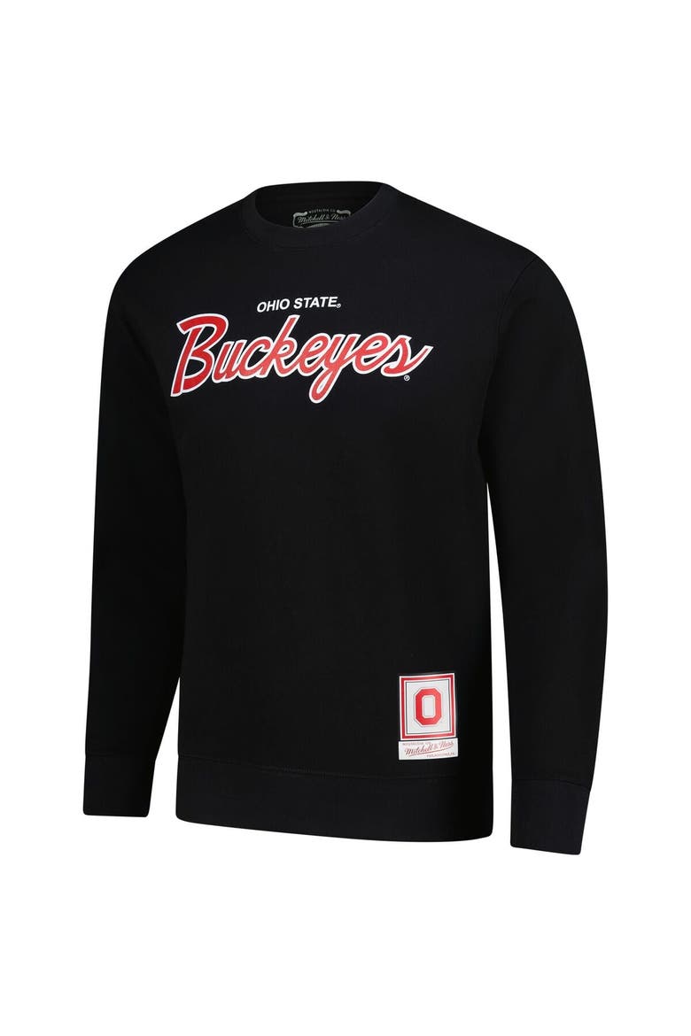 Men's Mitchell & Ness  Black Ohio State Buckeyes Elite Script Pullover Sweatshirt, Alternate, color, Black