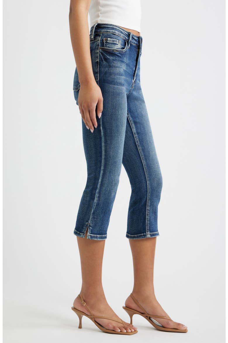Side Slit High Waist Capri Jeans, Alternate, color, DARK BLUE