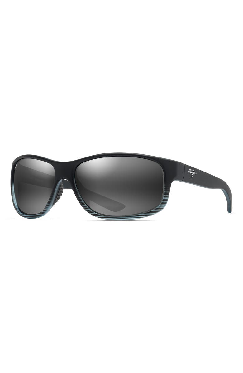 Maui Jim Kaiwi Channel 62mm PolarizedPlus2<sup>®</sup> Rectangular Sunglasses, Alternate, color, Grey Black Stripe Neutral