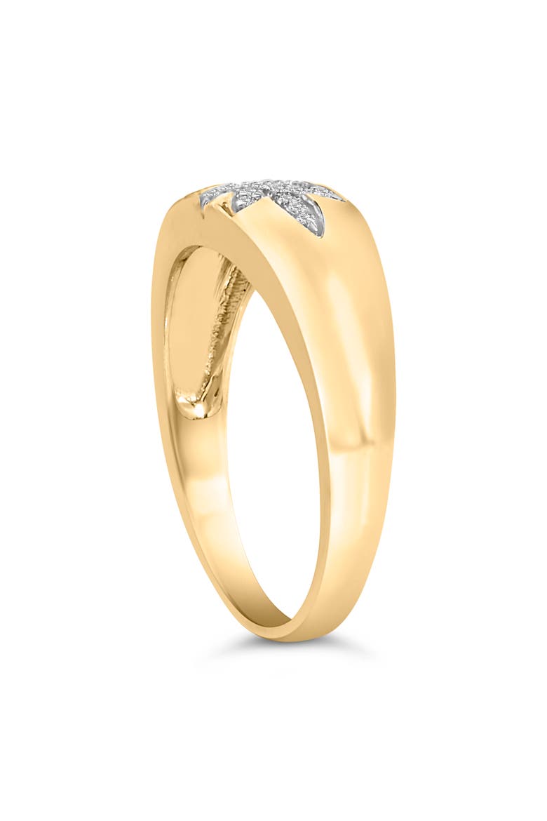 18K Yellow Gold 1/10 Cttw Diamond Star Burst Inlay Ring, Alternate, color, Yellow Gold
