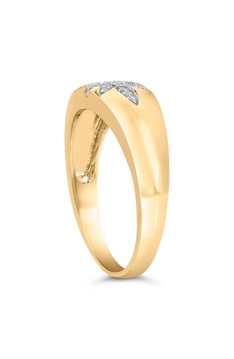 Haus of Brilliance 18K Yellow Gold 1/10 Cttw Diamond Star Burst Inlay Ring, Alternate, color, Yellow Gold